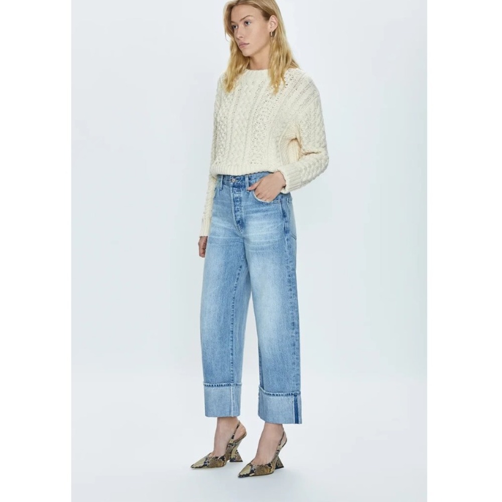 Pistola Ryder‎ High Rise Cuffed Straight Jeans Essex Light Blue Wash 24